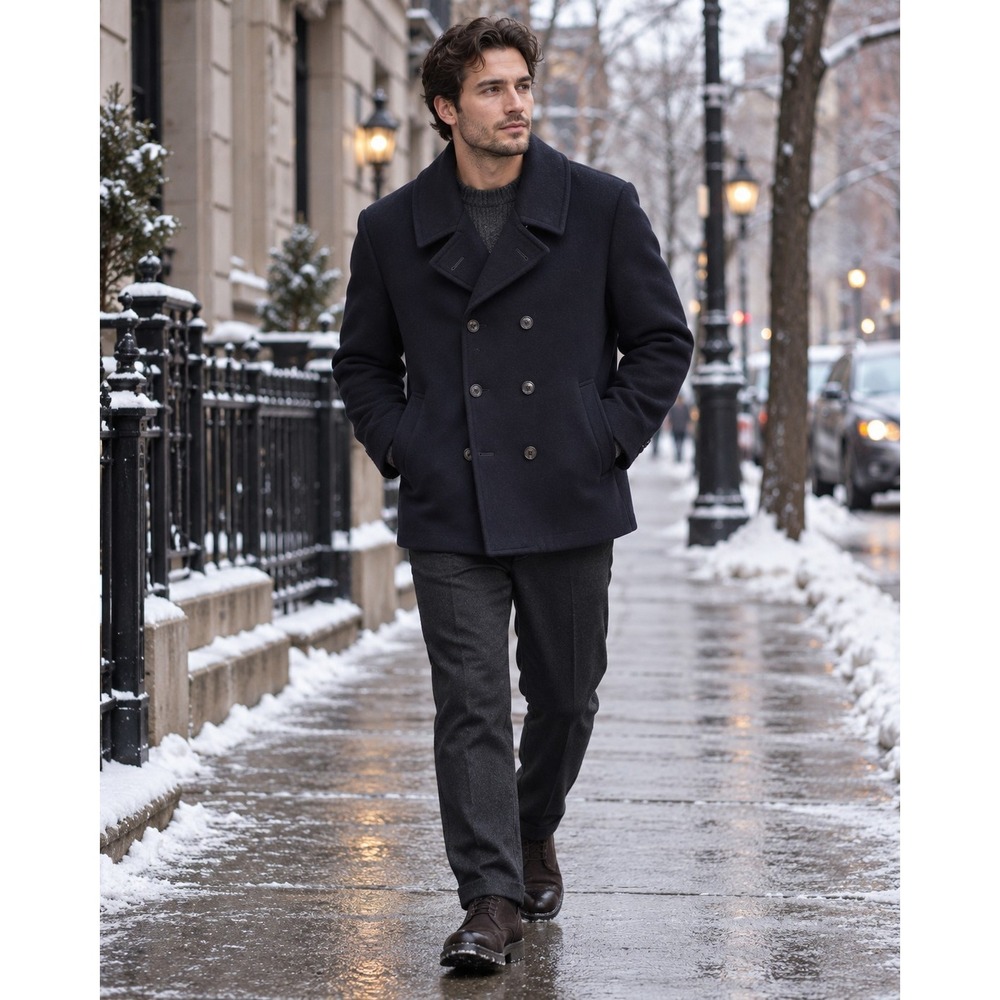 Lauren Ralph Lauren Classic Double-breasted Navy Woolblend Preppy Pea Coat XXL